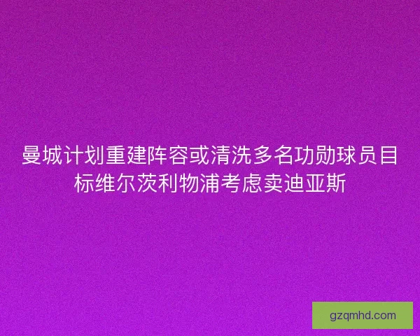 曼城计划重建阵容或清洗多名功勋球员目标维尔茨利物浦考虑卖迪亚斯